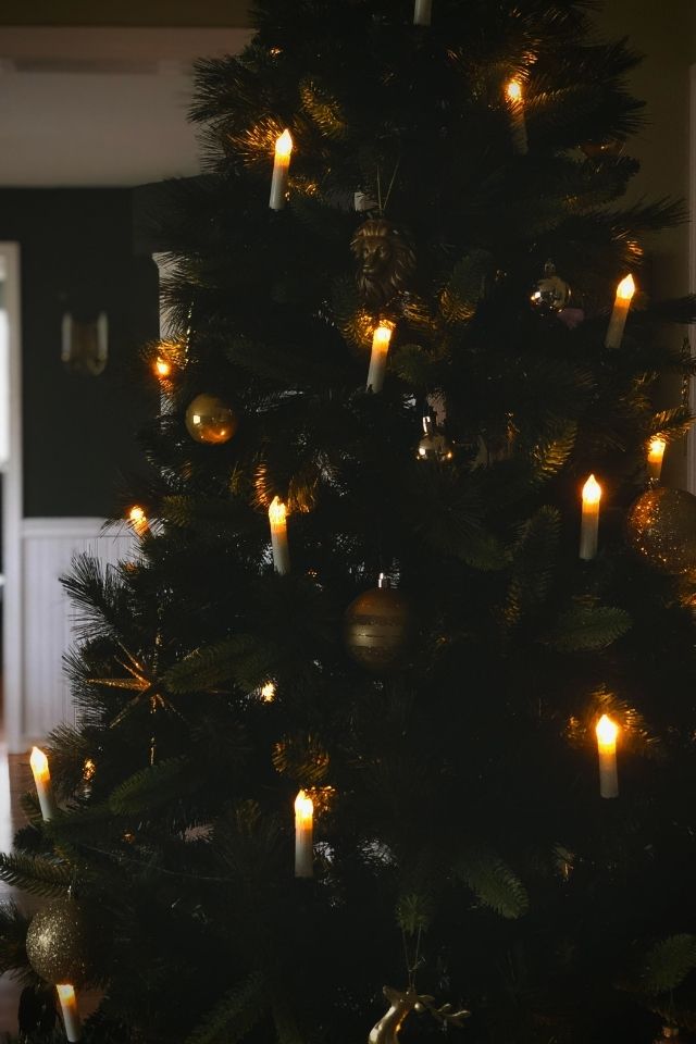 Antique Christmas tree with candles 